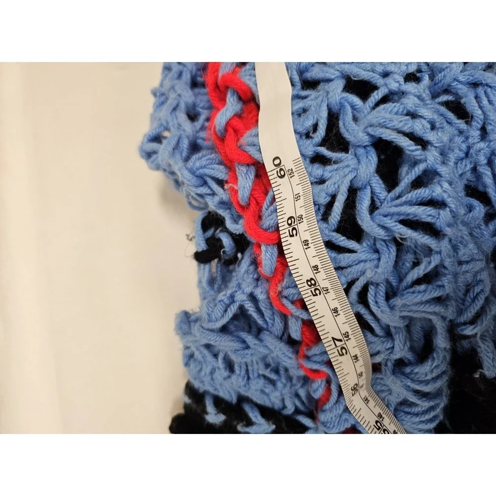 VTG Large Colorful Crocheted Afghan Blanket Throw 100x45 Grannycore Handwoven